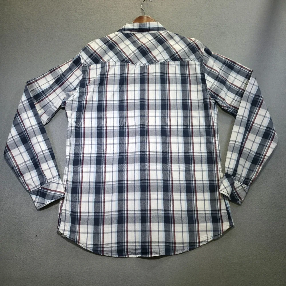 Reclaim Men's Plaid Athletic Fit Long Sleeve Button Up‎ Shirt Size Large